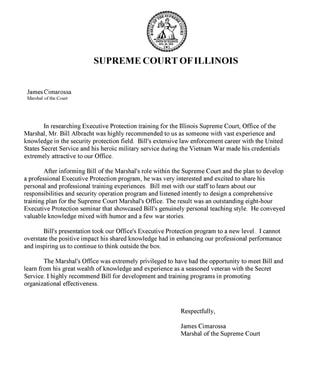 Testimonial for Bill Albracht from The Supreme Court of Illinois